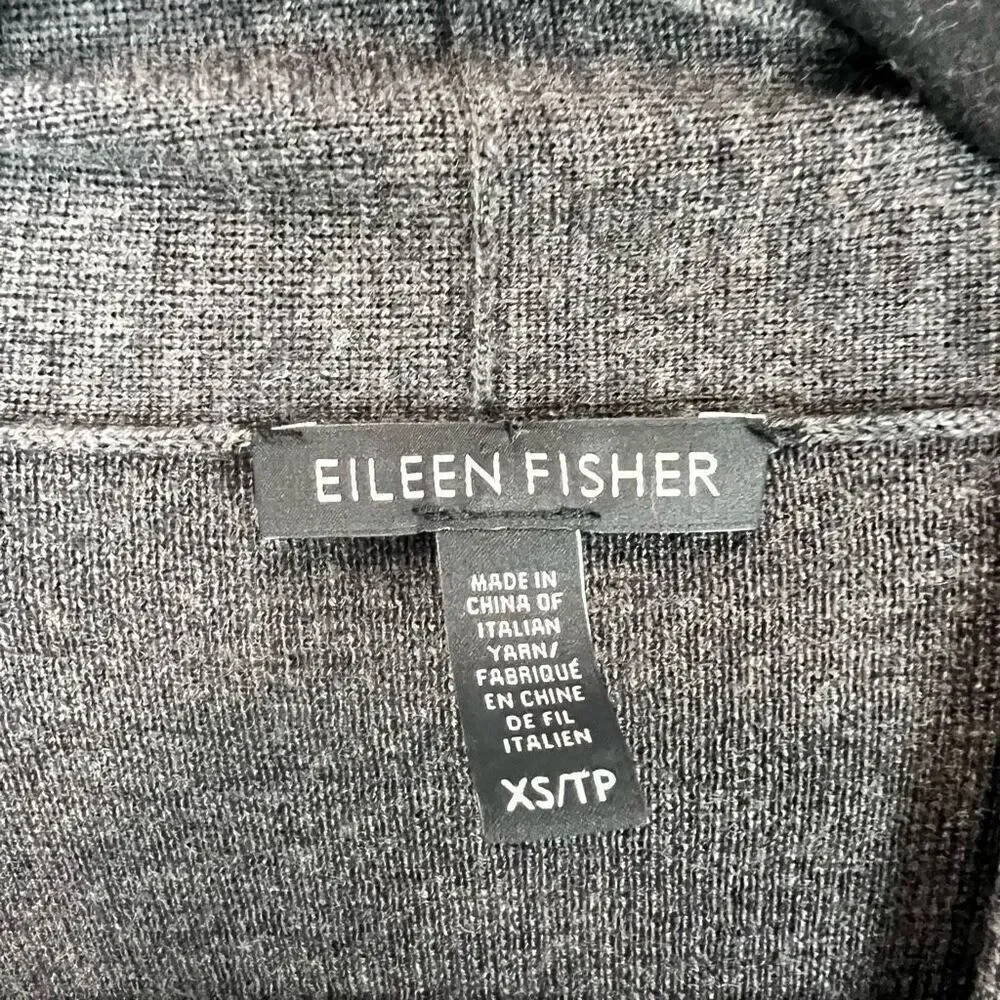 Eileen Fisher Women's XS‎ Gray Merino Wool Long Cardigan Sweater